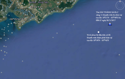 Va chạm tàu, 9 thuyền viên mất tích ngoài bờ biển TP.Vũng Tàu